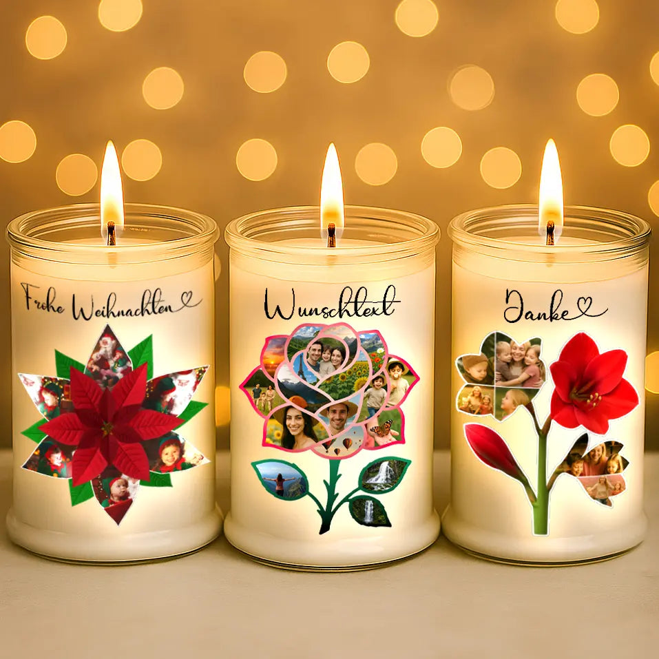 Personalisierte Duftkerze "Fotocollage #7 Blume"