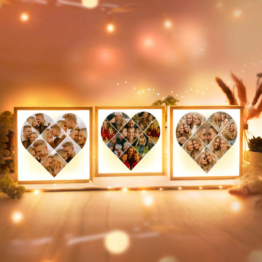Beleuchteter Bilderrahmen inkl. personalisiertem Bild "Fotocollage #5 Herz"