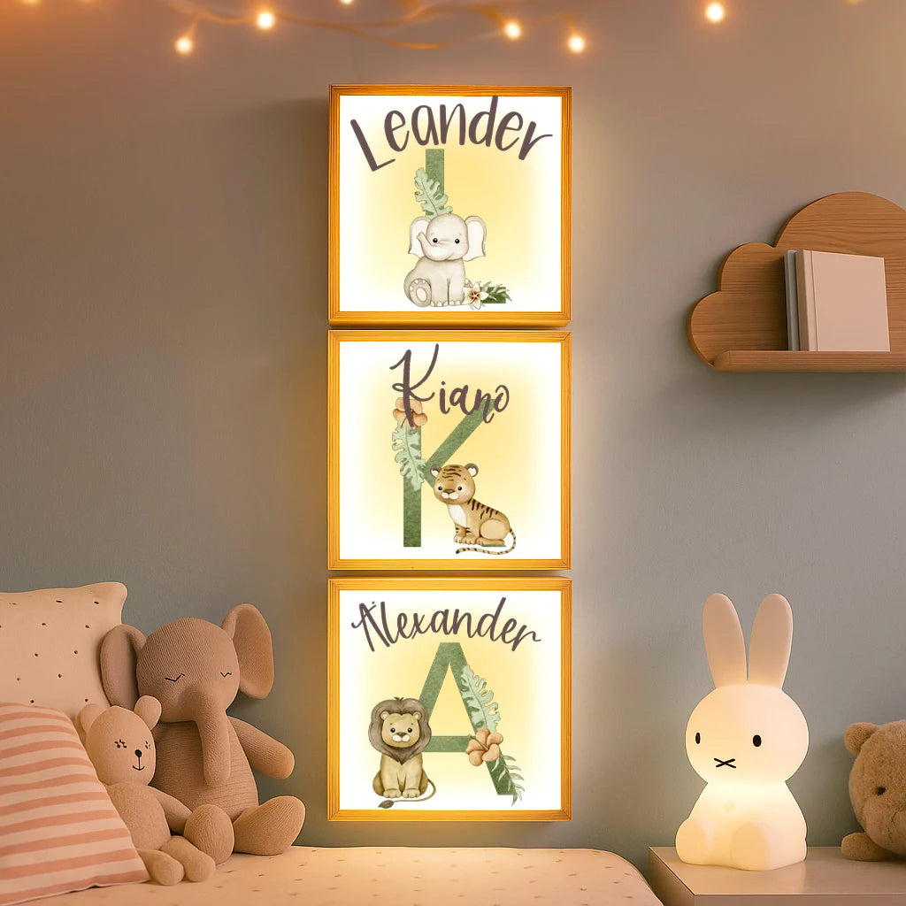 Beleuchteter Bilderrahmen inkl. personalisiertem Bild "Jungen Name"