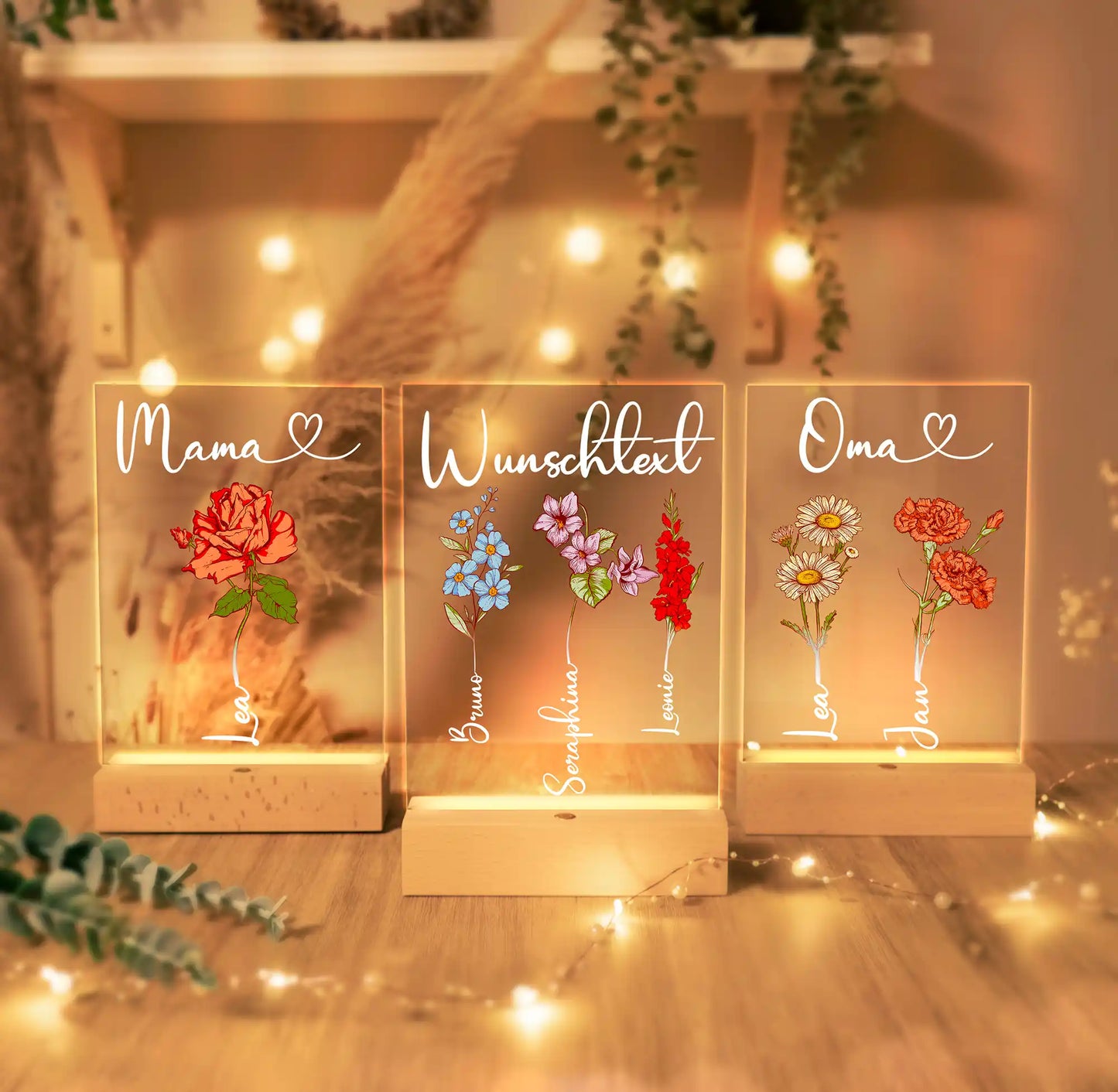 Personalisierte LED-Lampe aus Acrylglas "Geburtsblume"