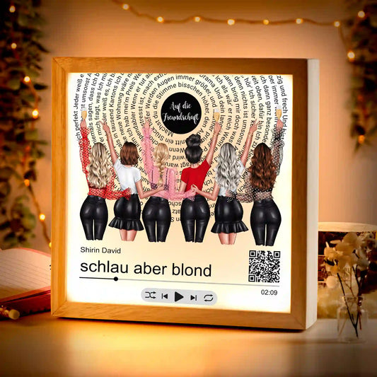 Beleuchteter Bilderrahmen inkl. personalisiertem Bild "Unser Song, unsere Freundschaft"
