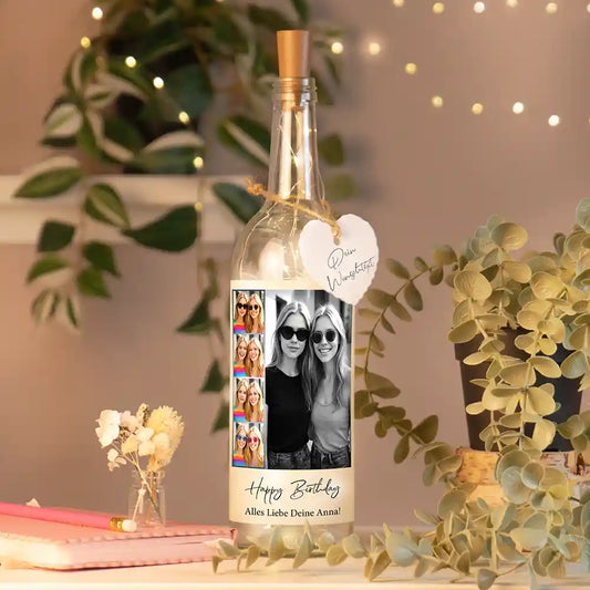 Personalisierte Lichterflasche "Fotocollage #8"