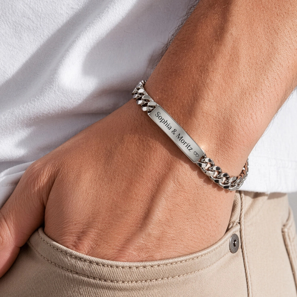 Für Herren: Panzerketten-Gravur-Armband