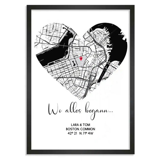 Personalisiertes Poster "Wo alles begann #2" | Deine Stadt - Deine Karte - Deine Liebe