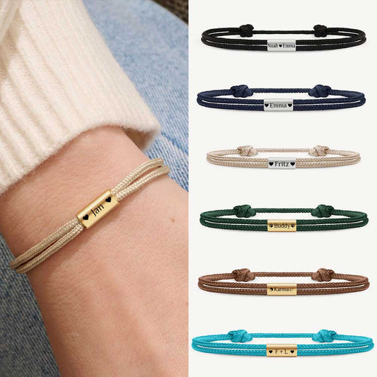 Für Damen: Dezentes Segeltau Armband mit Wunschgravur