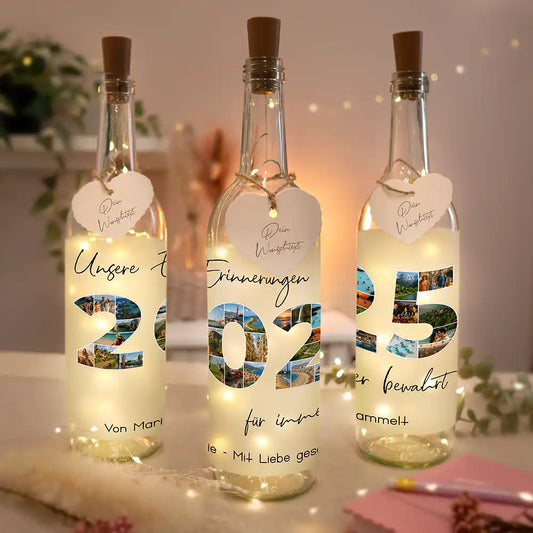 Personalisierte Lichterflasche "Fotocollage #3"