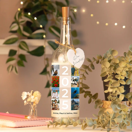 Personalisierte Lichterflasche "Fotocollage #4"