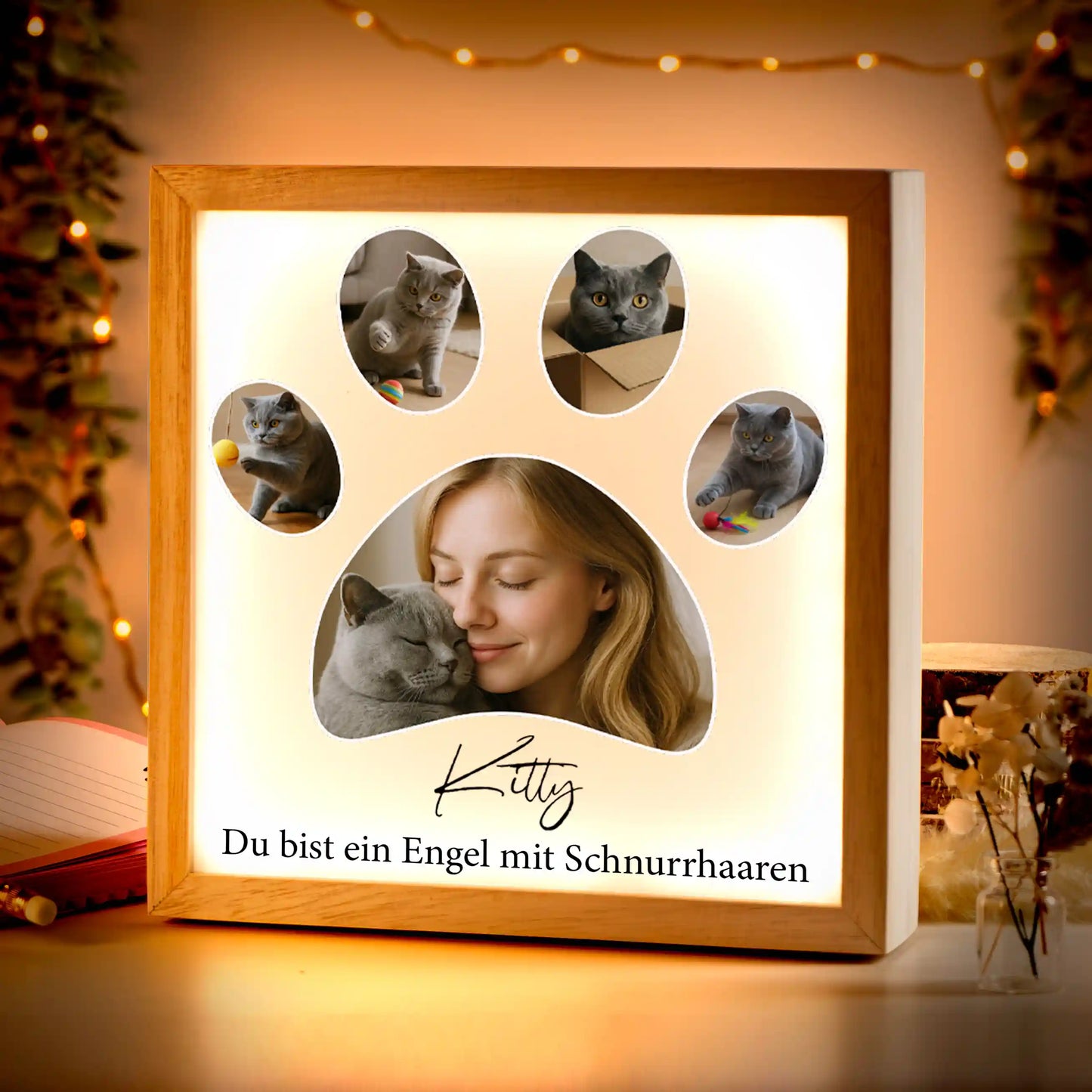Beleuchteter Bilderrahmen inkl. personalisiertem Bild "Mein Haustier #1"
