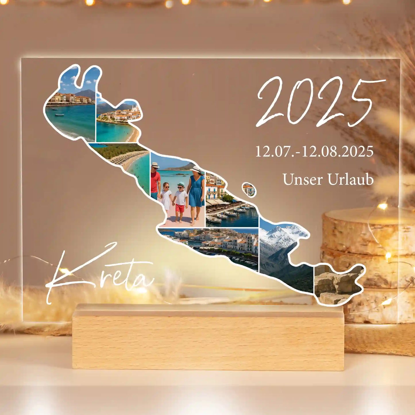 Personalisiertes Bild auf Acrylglas "Unser Urlaub"