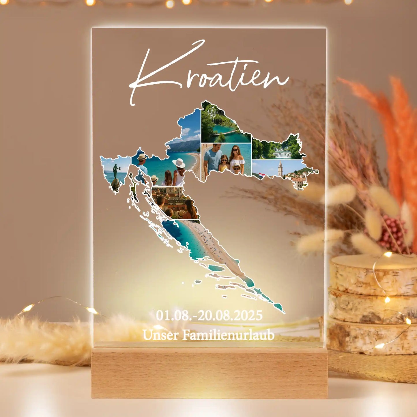 Personalisiertes Bild auf Acrylglas "Unser Urlaub"