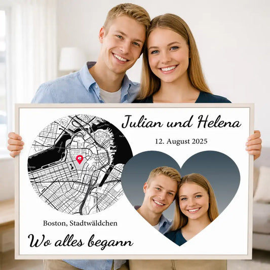 Personalisiertes Wandbild "Wo alles begann #4" | Deine Stadt - Deine Karte - Deine Liebe
