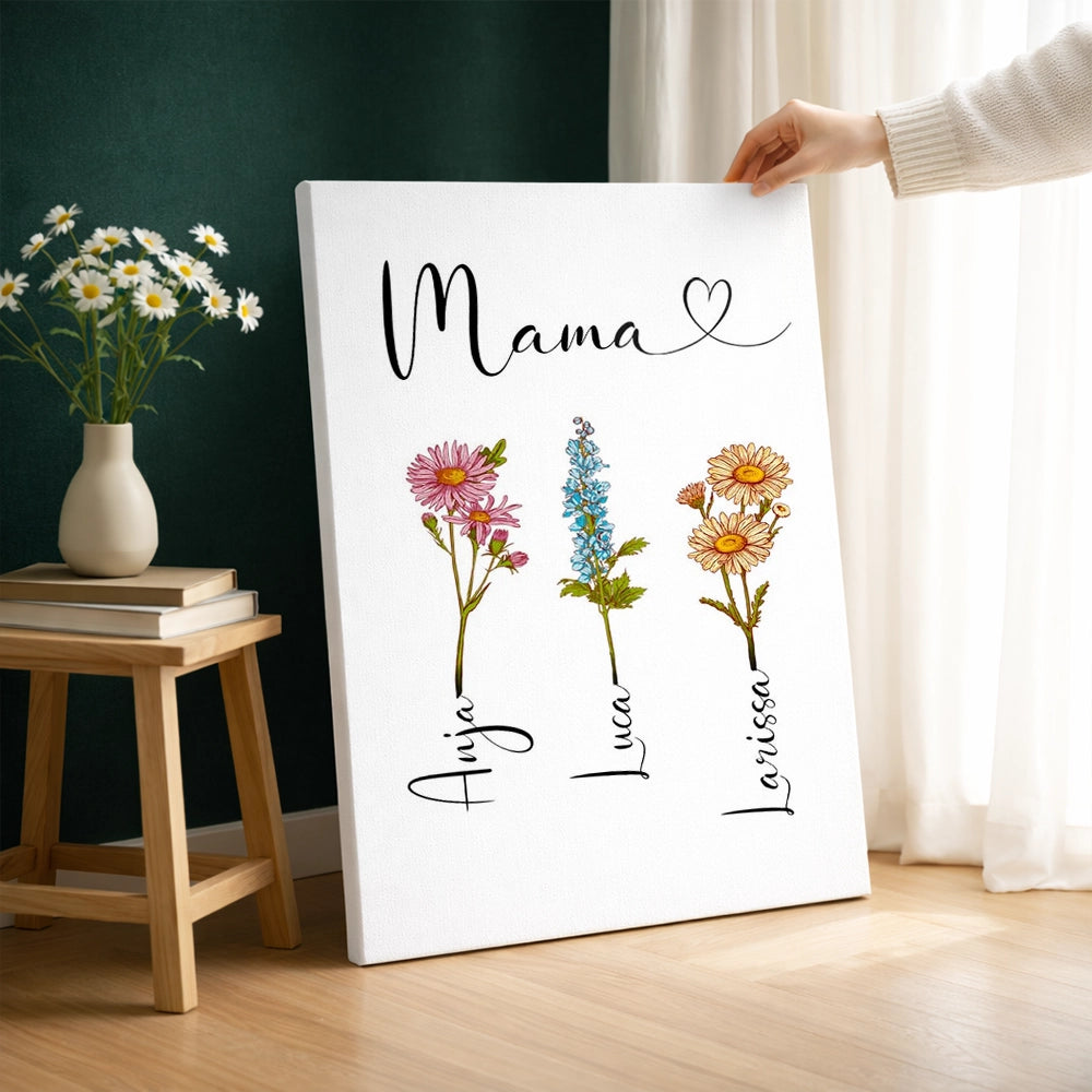 Personalisierte Leinwand "Geburtsblume"