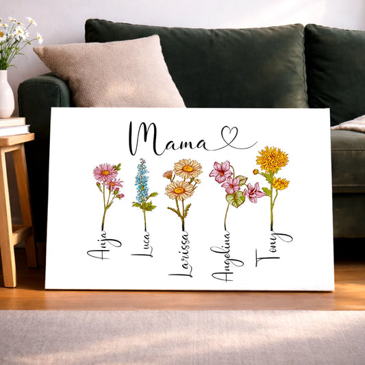 Personalisierte Leinwand "Geburtsblume"