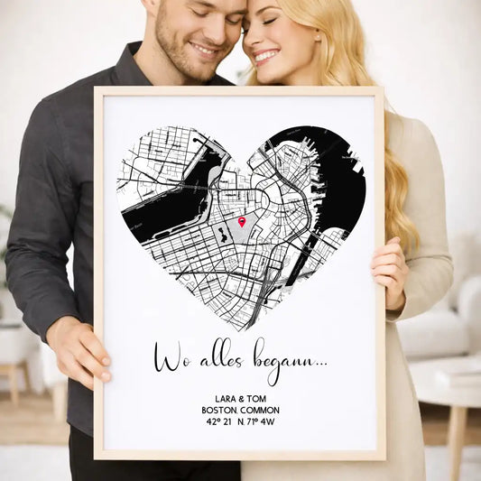 Personalisiertes Wandbild "Wo alles begann #2" | Deine Stadt - Deine Karte - Deine Liebe