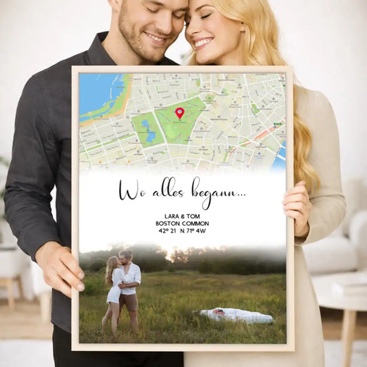 Personalisiertes Wandbild "Wo alles begann #3" | Deine Stadt - Deine Karte - Deine Liebe