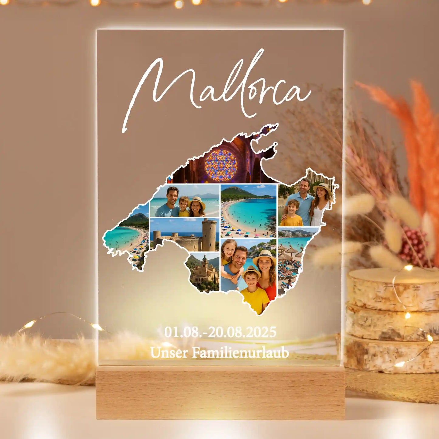 Personalisiertes Bild auf Acrylglas "Unser Urlaub"