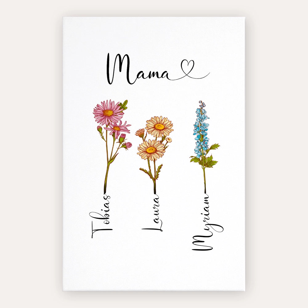 Personalisierte Leinwand "Geburtsblume"