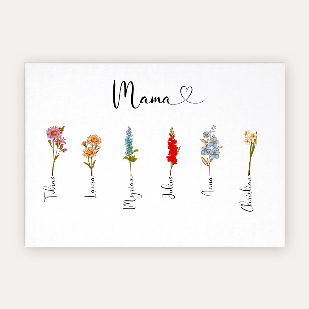 Personalisierte Leinwand "Geburtsblume"