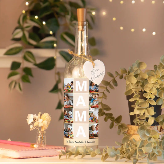 Personalisierte Lichterflasche "Fotocollage #4"