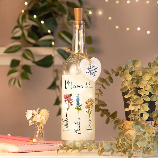 Personalisierte Lichterflasche "Geburtsblume"