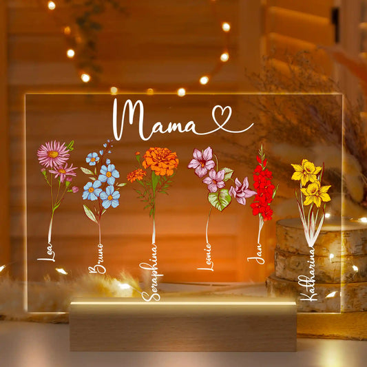 Personalisierte LED-Lampe aus Acrylglas "Geburtsblume"