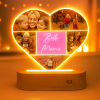 Personalisierte Herz-LED-Lampe aus Acrylglas "Fotocollage #6"
