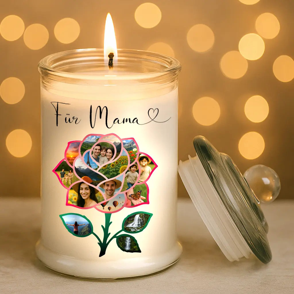 Personalisierte Duftkerze "Fotocollage #7 Blume"