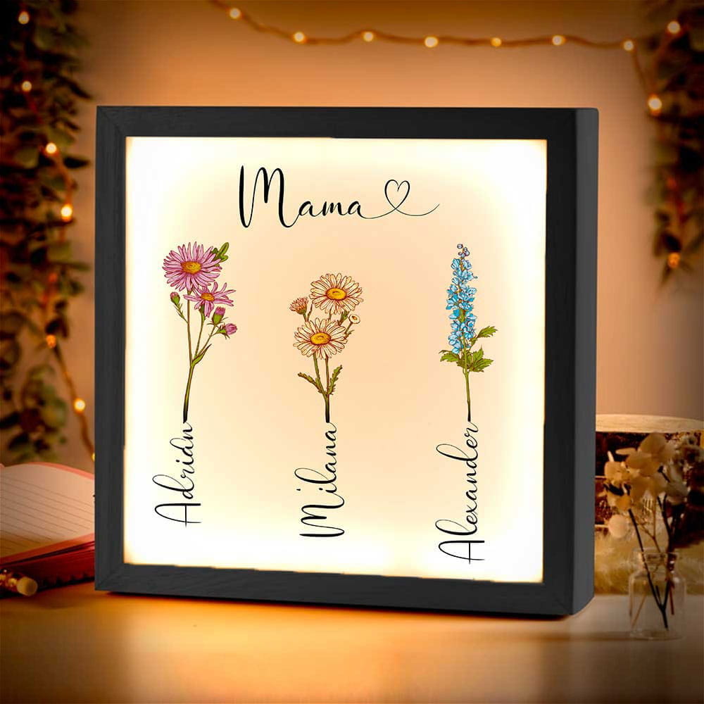 Beleuchteter Bilderrahmen inkl. personalisiertem Bild "Geburtsblume"