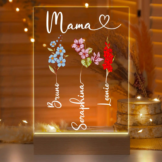 Personalisierte LED-Lampe aus Acrylglas "Geburtsblume"