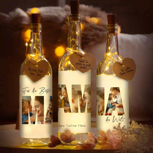 Personalisierte Lichterflasche "Fotocollage #3"
