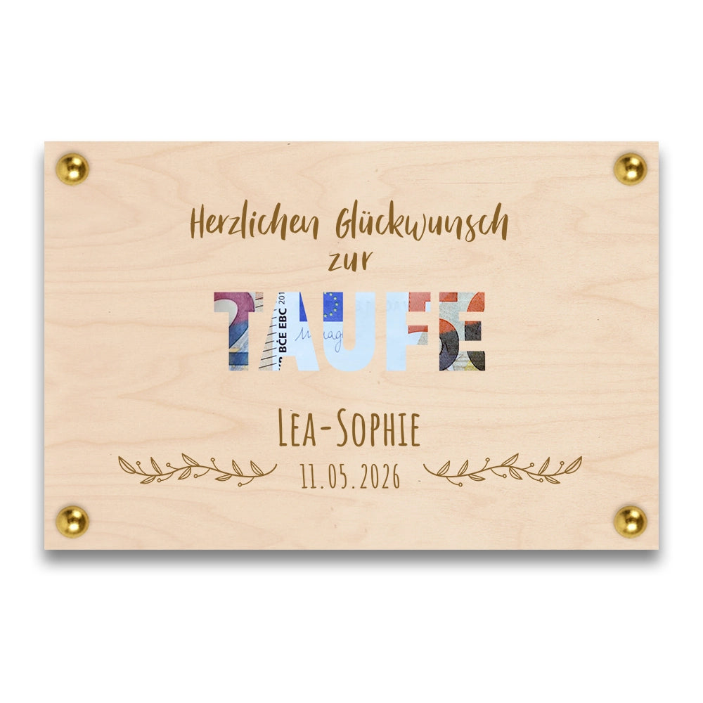 Geldgeschenk: Personalisierbarer Wunscherfüller zur Taufe