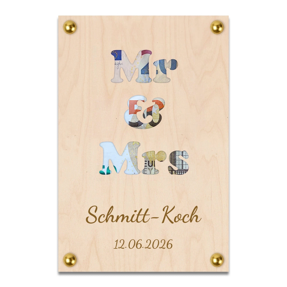 Geldgeschenk: Personalisierbarer Wunscherfüller "MR. & MRS." zur Hochzeit