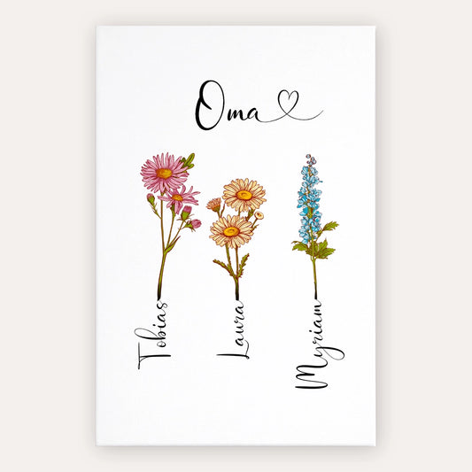 Personalisierte Leinwand "Geburtsblume"