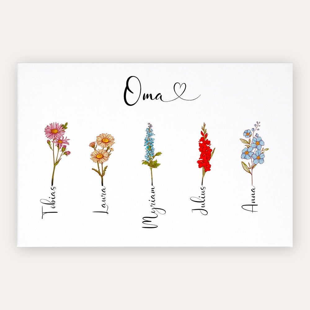 Personalisierte Leinwand "Geburtsblume"