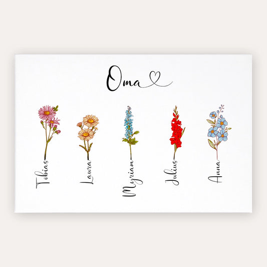 Personalisierte Leinwand "Geburtsblume"