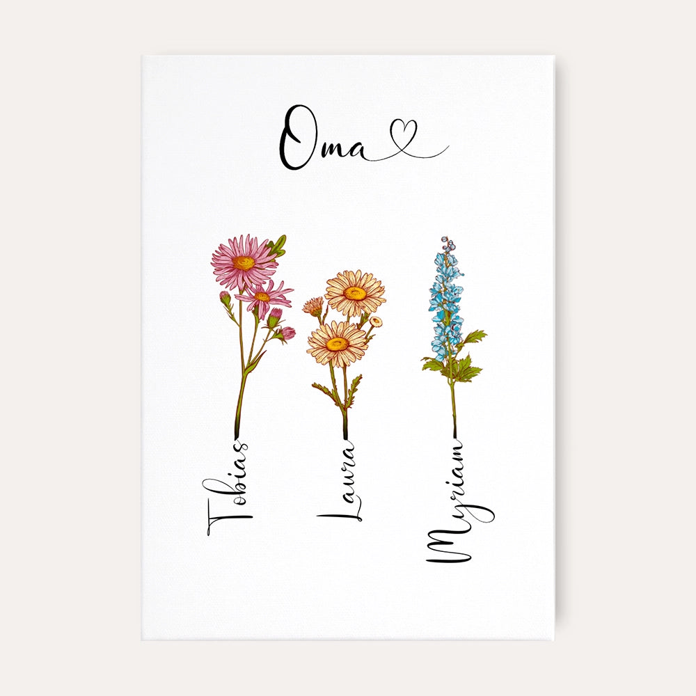 Personalisierte Leinwand "Geburtsblume"