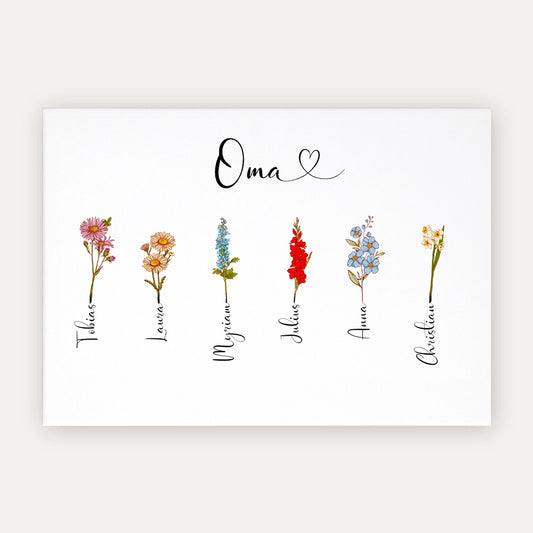 Personalisierte Leinwand "Geburtsblume"