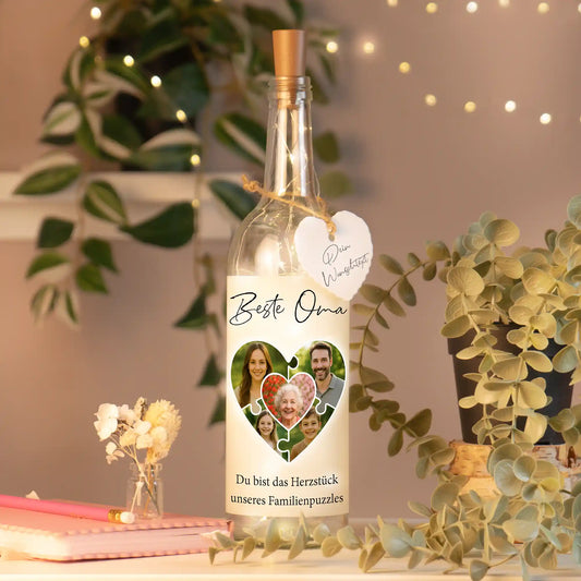 Personalisierte Lichterflasche "Das Puzzleteil, dass uns zusammenhält #1"