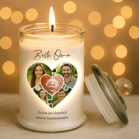 Personalisierte Duftkerze "Das Puzzleteil, dass uns zusammenhält #1"