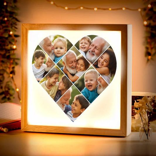 Beleuchteter Bilderrahmen inkl. personalisiertem Bild "Fotocollage #5 Herz"