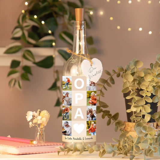 Personalisierte Lichterflasche "Fotocollage #4"