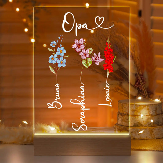 Personalisierte LED-Lampe aus Acrylglas "Geburtsblume"