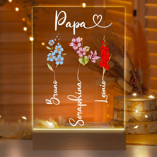 Personalisierte LED-Lampe aus Acrylglas "Geburtsblume"