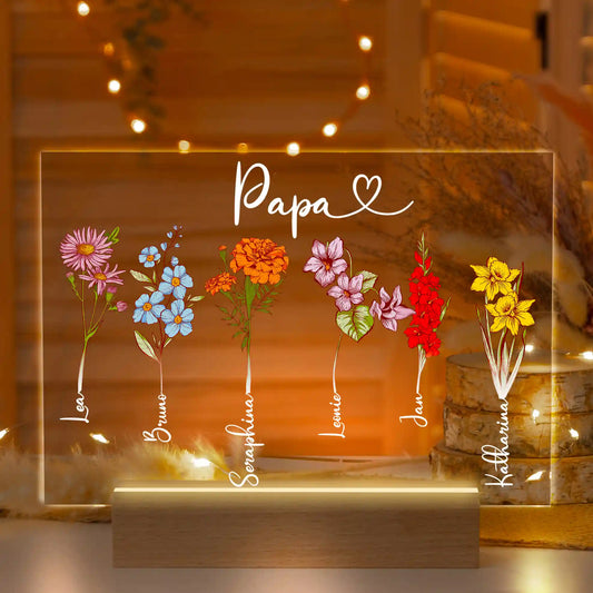 Personalisierte LED-Lampe aus Acrylglas "Geburtsblume"