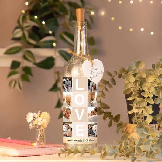 Personalisierte Lichterflasche "Fotocollage #4"