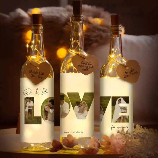 Personalisierte Lichterflasche "Fotocollage #3"
