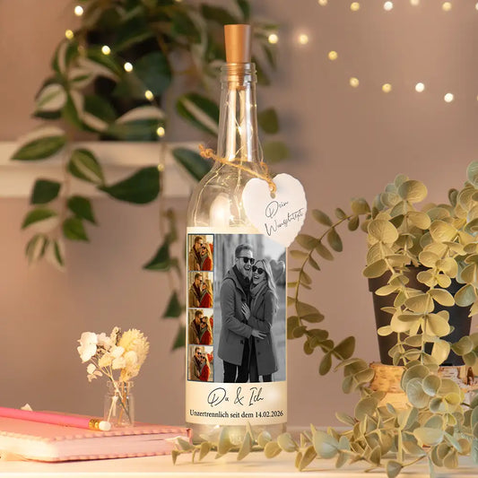 Personalisierte Lichterflasche "Fotocollage #8"