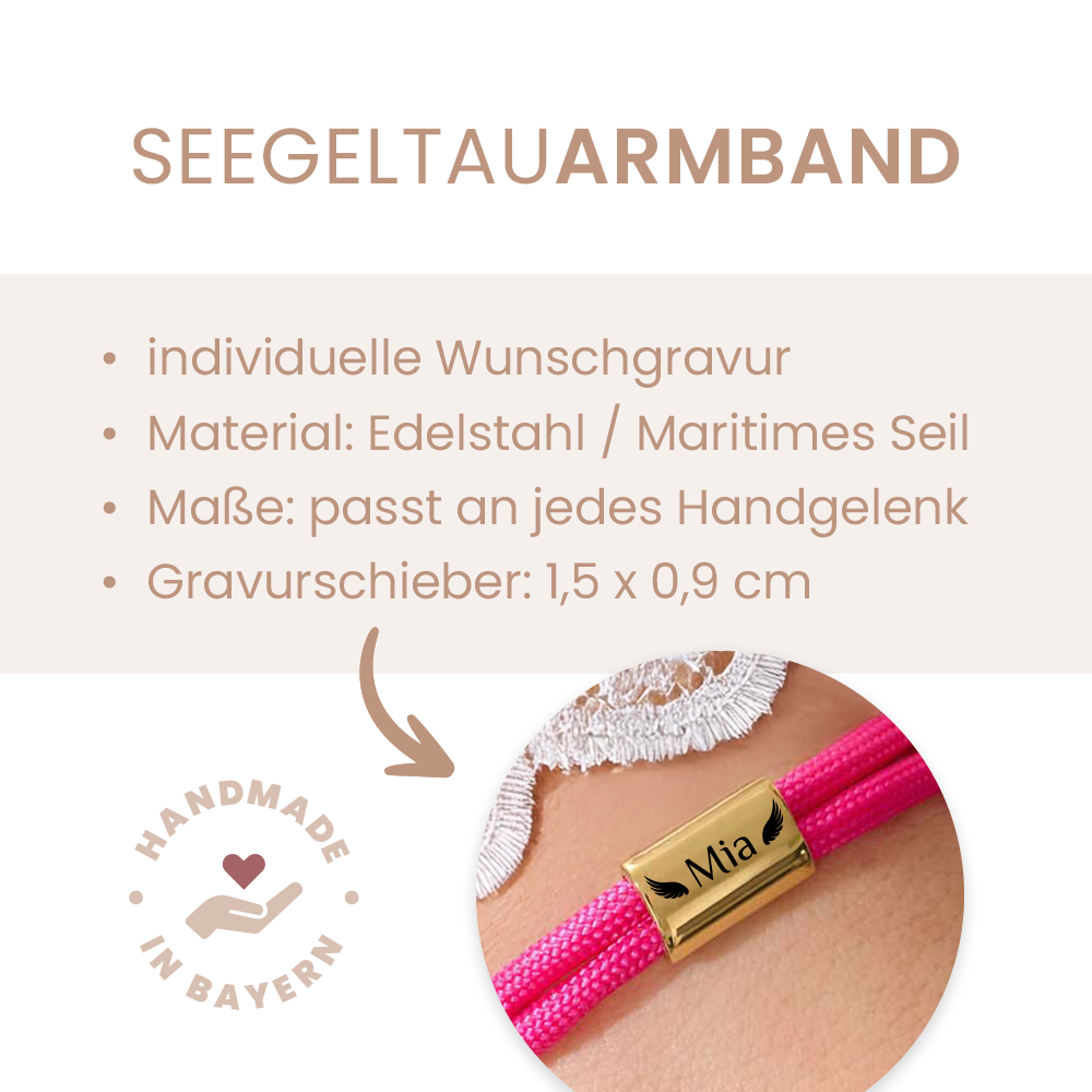 Kinder-Armband: Segeltau Armband mit individueller Wunschgravur