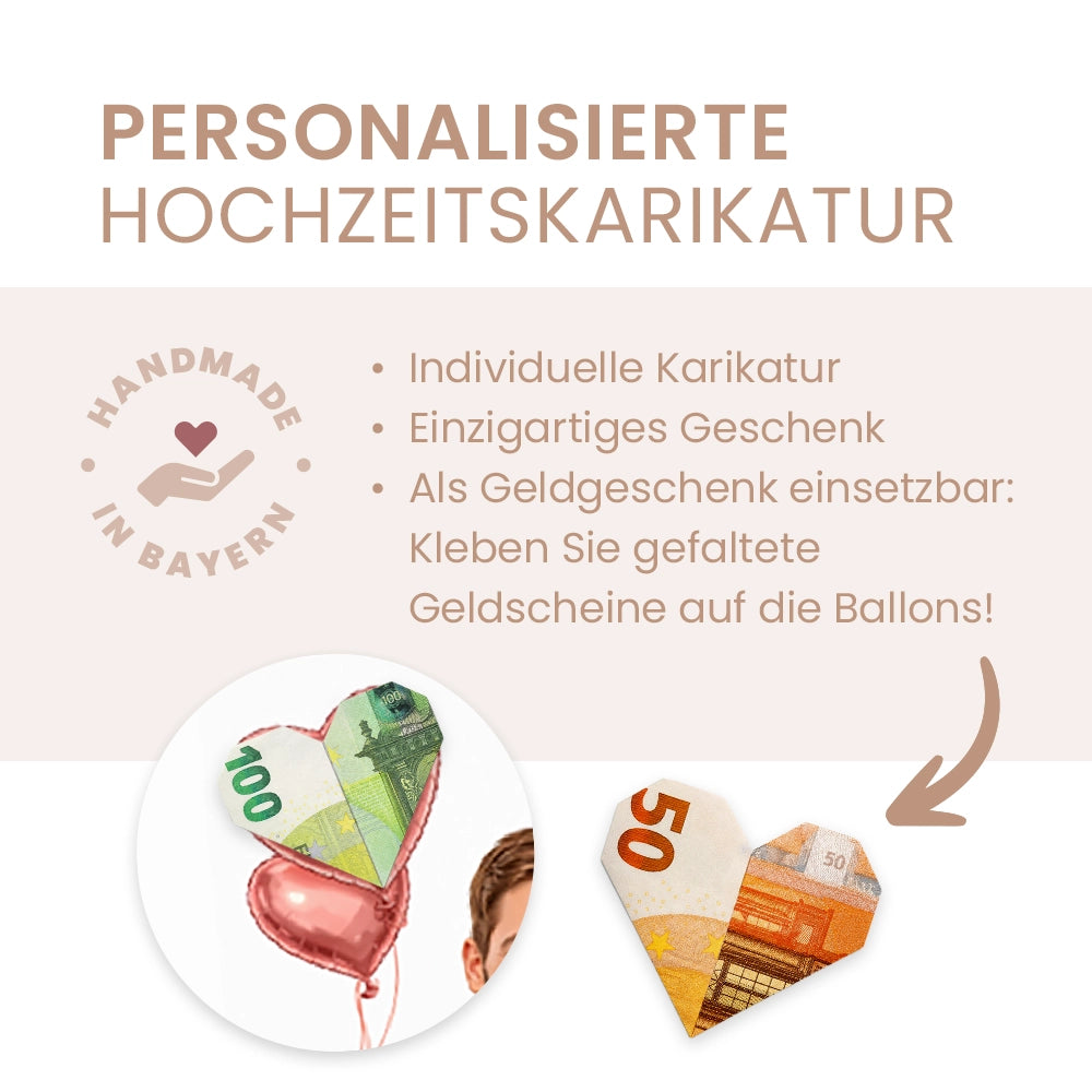 Personalisiertes Poster "Brautpaar Karikatur" zur Hochzeit