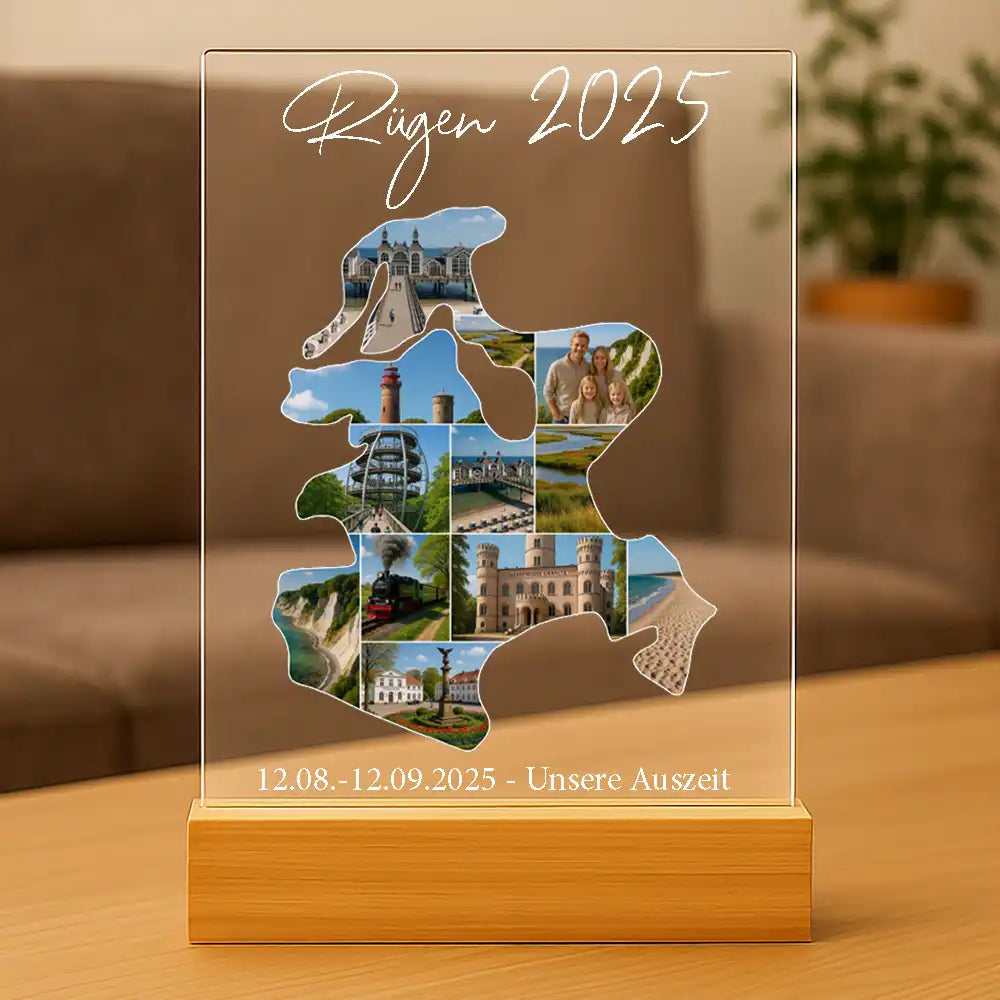 Personalisiertes Bild auf Acrylglas "Unser Urlaub"